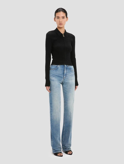 VB Mila Stretch-viscose blend Zipped Cardigan Top