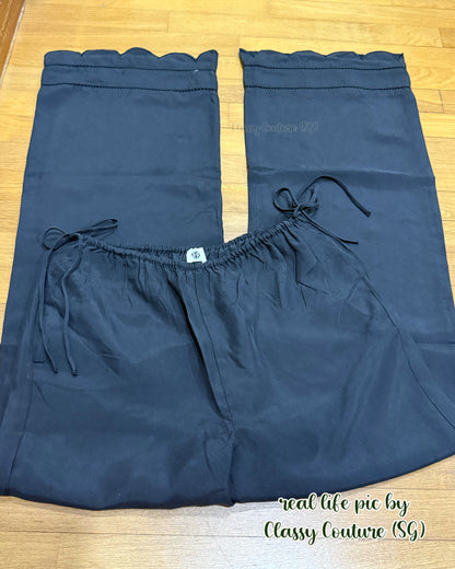 Darling Scalloped-Edge Side-Tie Silk Trousers Pants