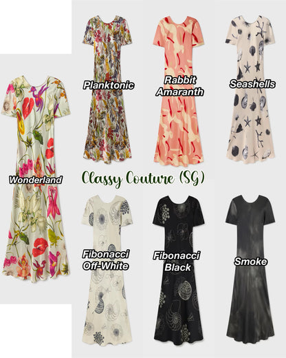 (PART 4/5) SL Short Sleeve Bias Silk Midi Maxi Dress