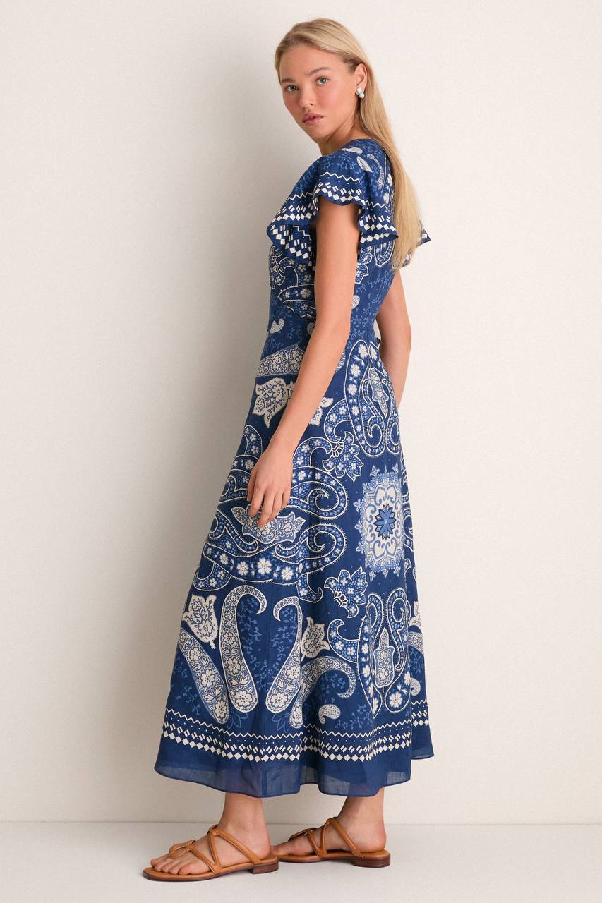 SE Navy Emelina Print Midi Dress