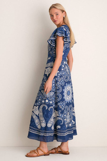 SE Navy Emelina Print Midi Dress