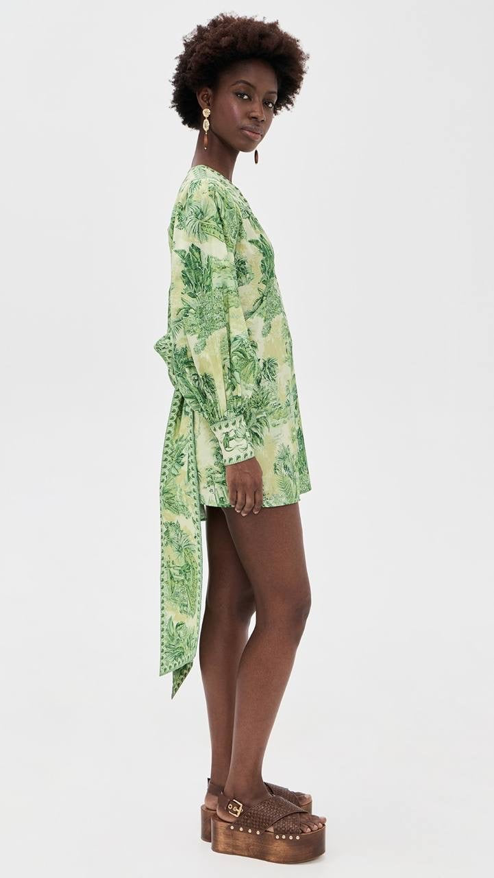 ALM Sara Cotton-Silk Blouson Sleeve Mini Dress