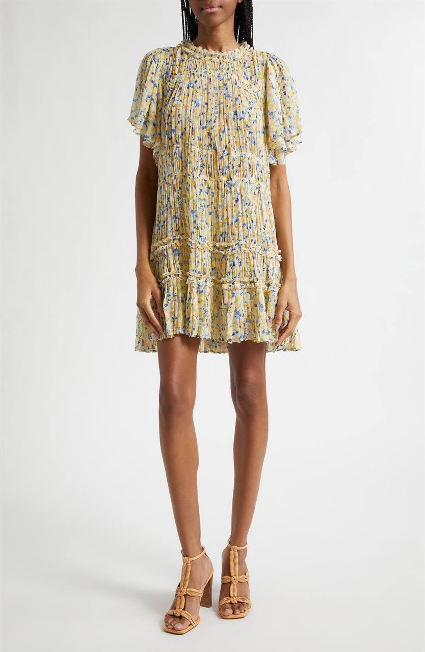 UJ Ryla Floral Silk Chiffon Mini Dress