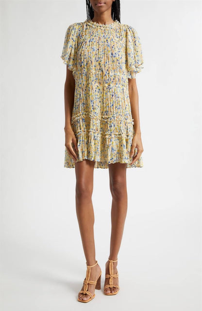 UJ Ryla Floral Silk Chiffon Mini Dress