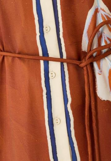 ALM Soleil D'Amour Silk Twill Long Sleeve Shirtdress Midi Dress