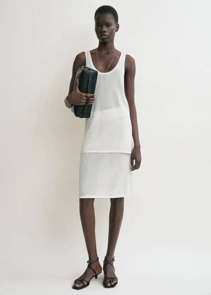 Tot Short Lyocell-Cashmere Fine Knit Mini-Midi Skirt