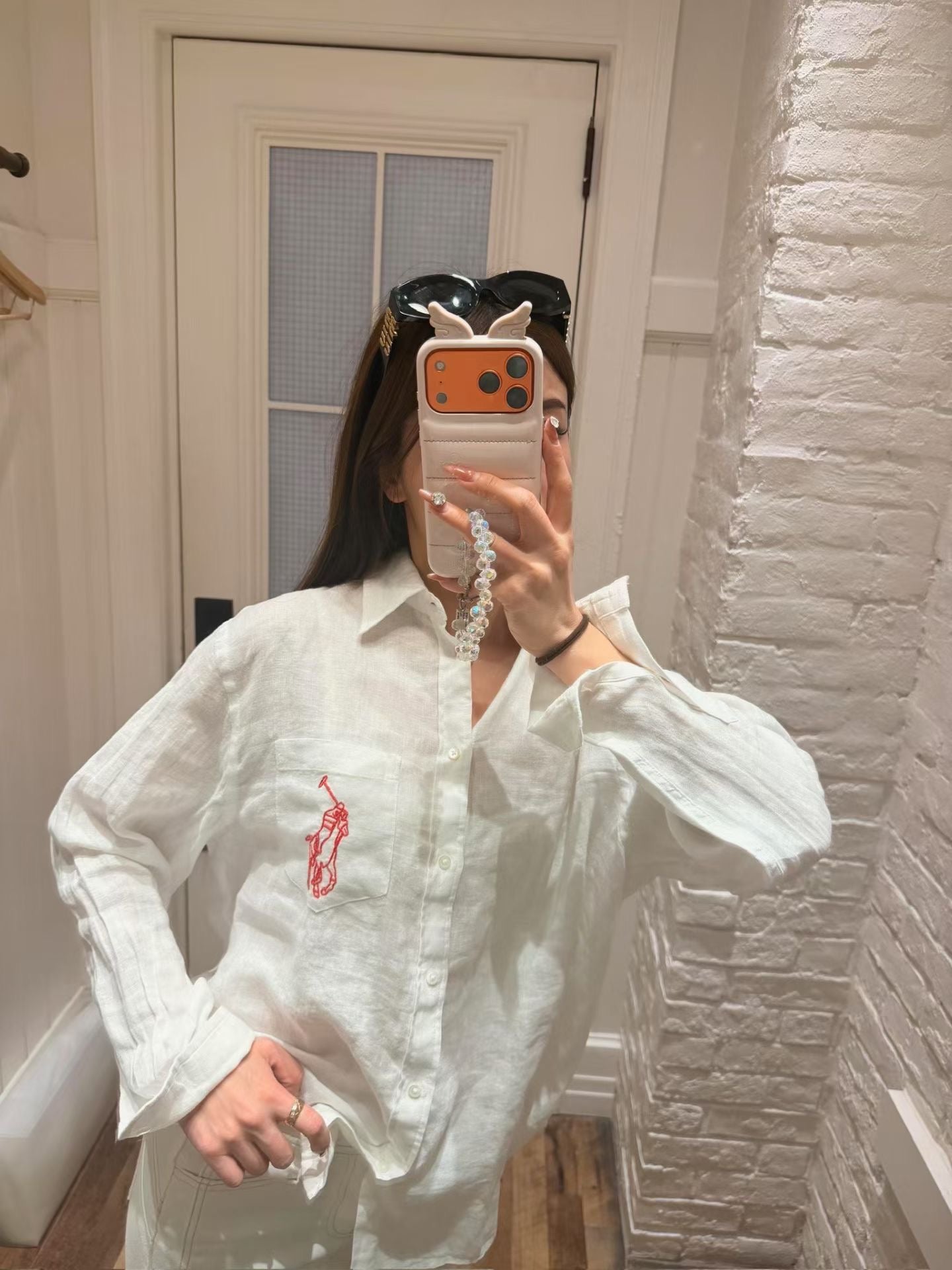 RL Oversized Fit Big Pony Linen Long Sleeve Sport Shirt