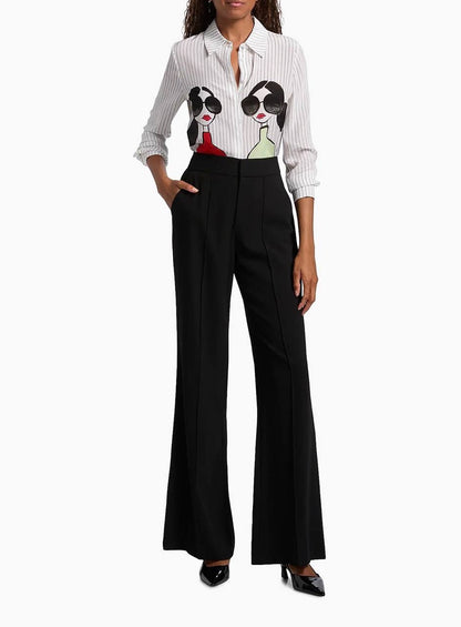 AO Willa Staceface Pinstripe Silk Shirt