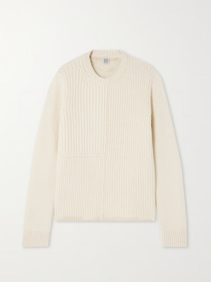 Tot Panelled Ribbed Wool Sweater Pullover
