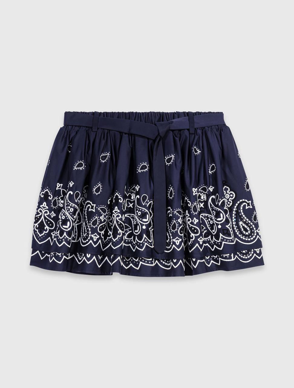 MJ: Cropped Embroidered Bandana Print Shirt | Skirt