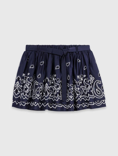 MJ: Cropped Embroidered Bandana Print Shirt | Skirt
