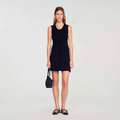 SD Black Rib Knit Cropped Cardigan | Mini Dress | Set
