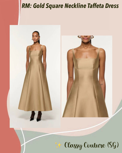 RM Square Neckline Silk-Taffeta Ceremony Midi Maxi Dress