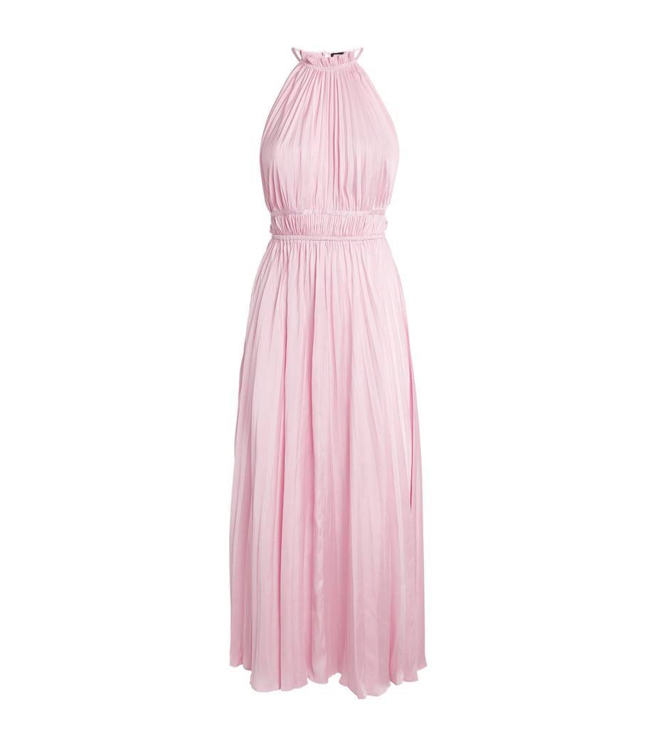 MJ Pleated Halter Neck Midi Dress