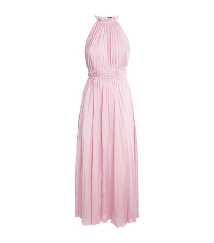 MJ Pleated Halter Neck Midi Dress