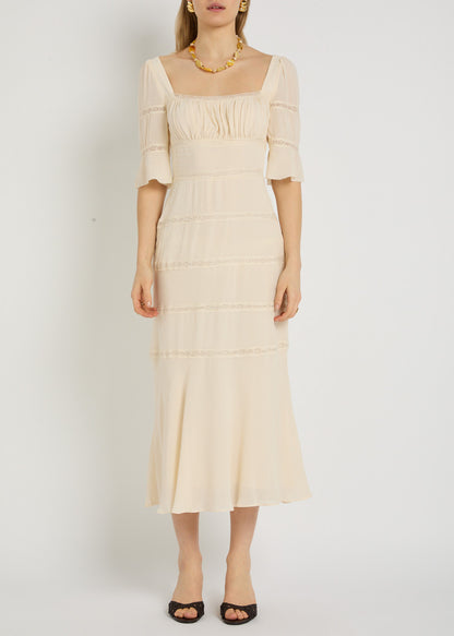 Ref Laverna Viscose Lace-trim Midi Dress
