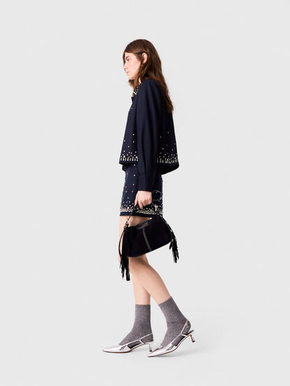 MJ Rhinestone Embellished Shirt Shorts
