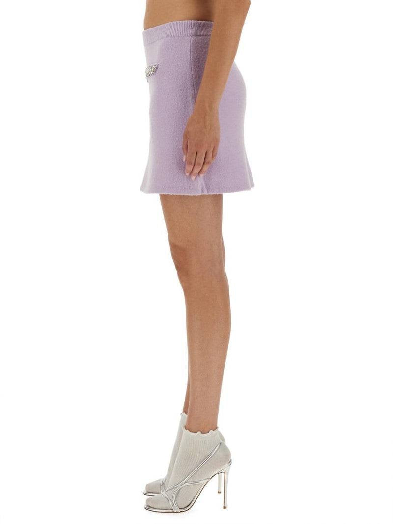SP Lilac Purple Knitted Crystal-Trim Long Cardigan | Mini Skirt | Set