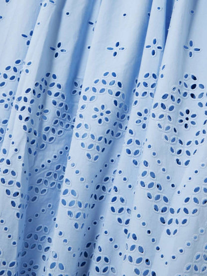 SP Blue Broderie Anglaise Top | Midi Skirt | Set