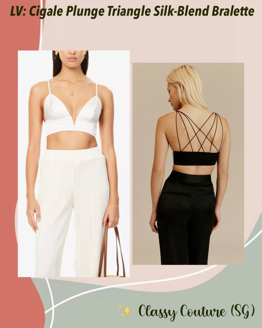 LV Cigale Plunge Triangle Silk-Blend Bralette Bra
