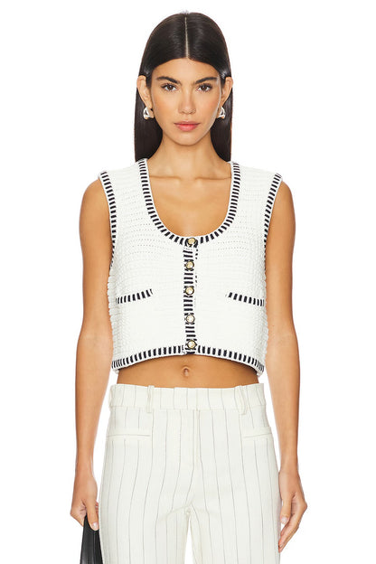 BA Gustave Sleeveless Cotton-blend Knit Cropped Vest