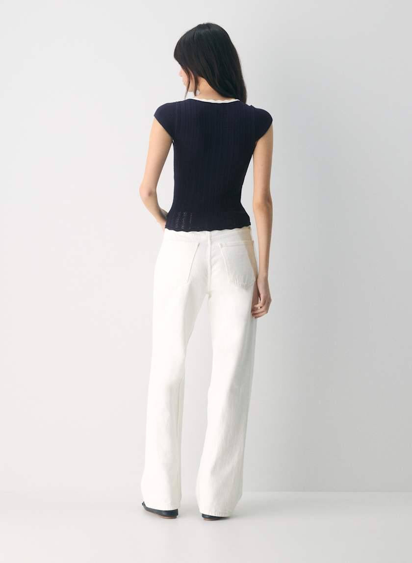 ARZ Soloist Wonder Yarn Viscose-blend Short Sleeve Sweater Top