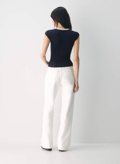 ARZ Soloist Wonder Yarn Viscose-blend Short Sleeve Sweater Top