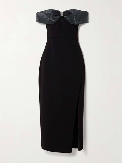 SP Off-The-Shoulder Bow Crepe Midi Dress | Mini Dress | Top