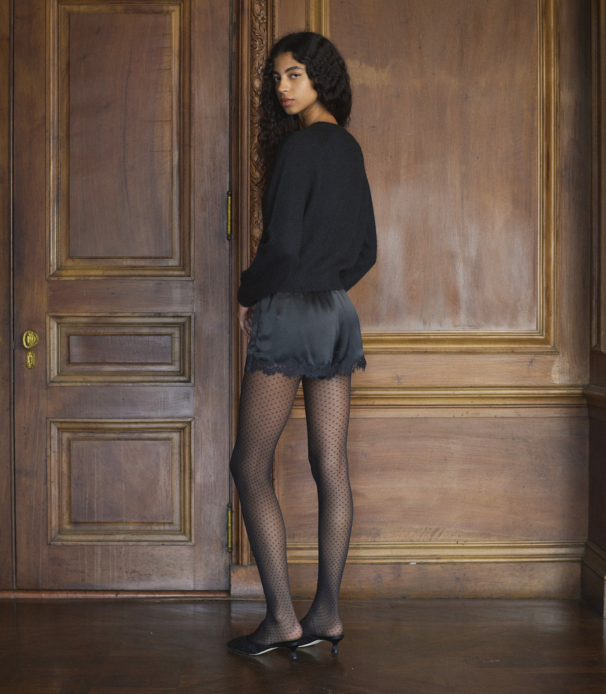 DN Petra Crystal Button Alpaca-wool Cardigan in Black