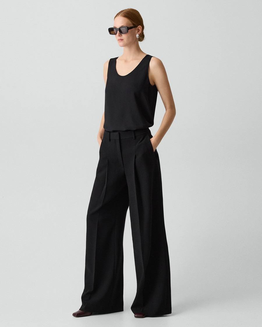 TH Fitted Blazer | Pleated Wide-Leg Pant 30" in Admiral Crepe