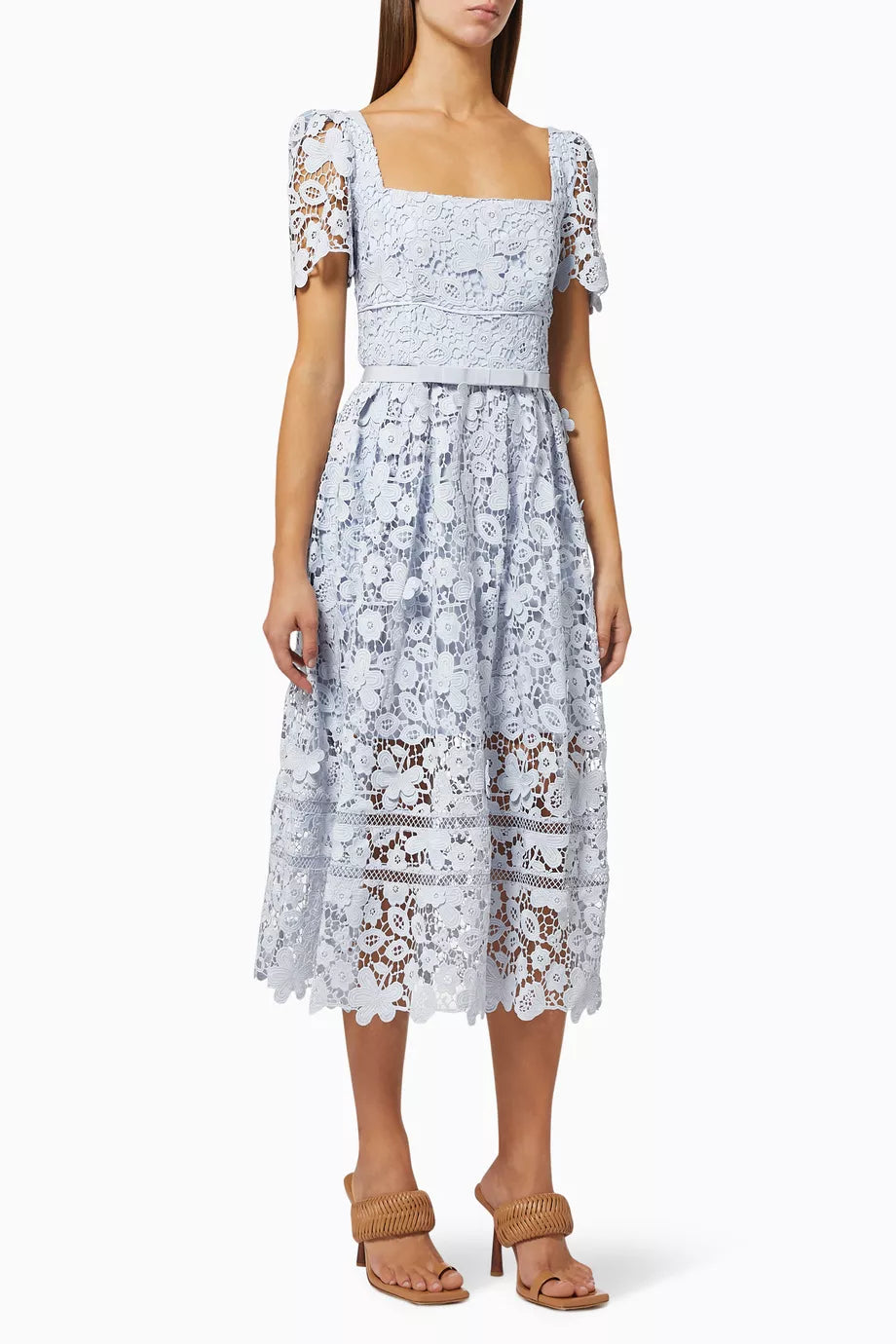 SALE! SP Blue Guipure Lace Midi Dress