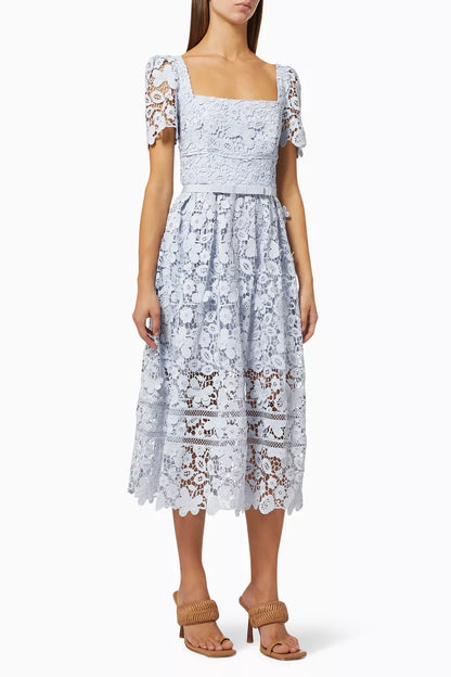 SALE! SP Blue Guipure Lace Midi Dress