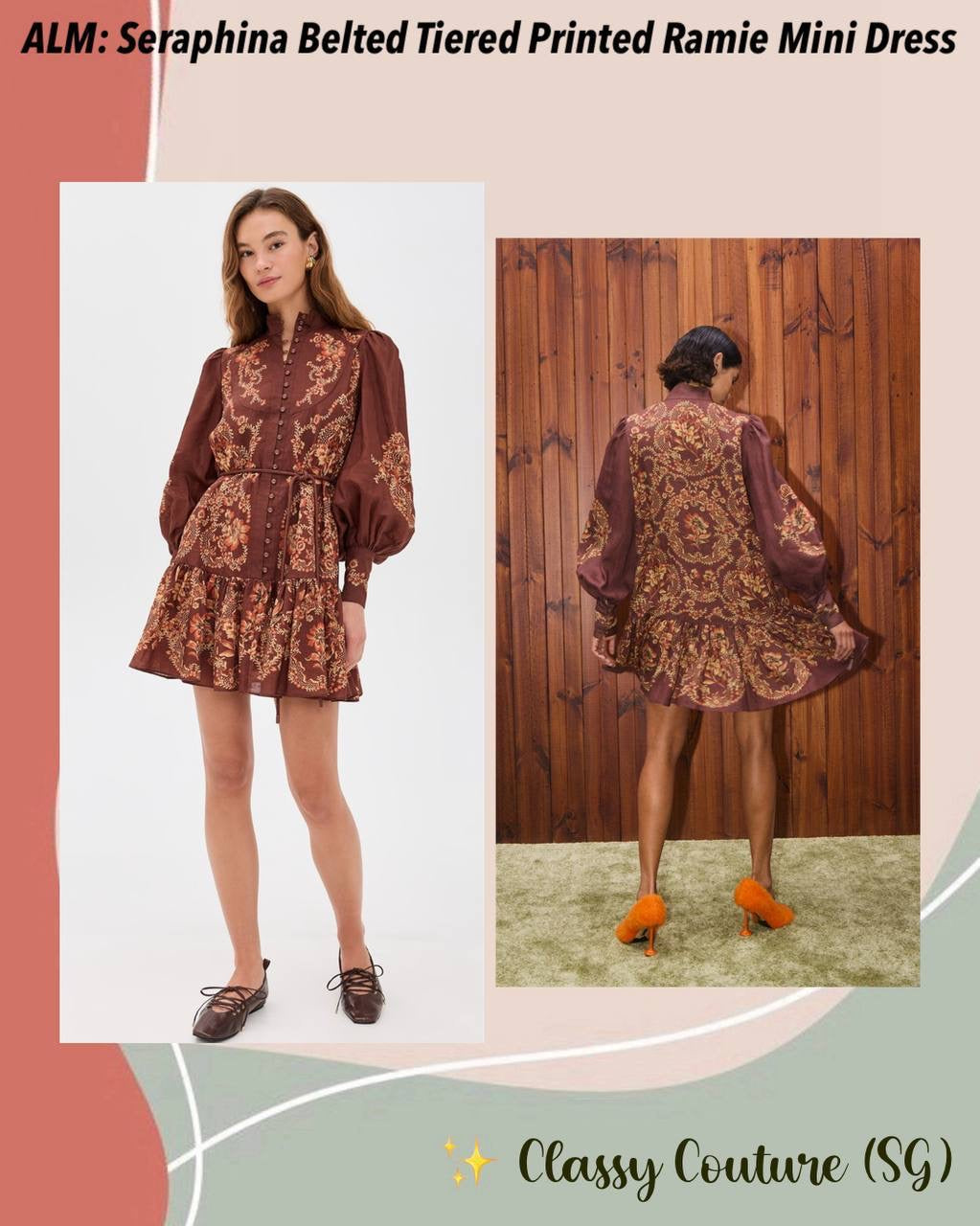 ALM Seraphina Belted Tiered Ramie Mini Dress