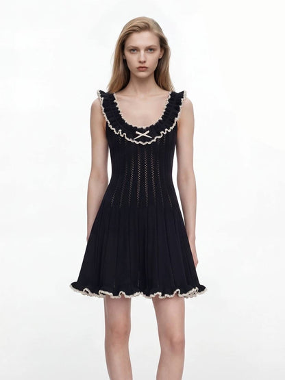 SP Black Contrast Trim Knit Off Shoulder Mini Dress