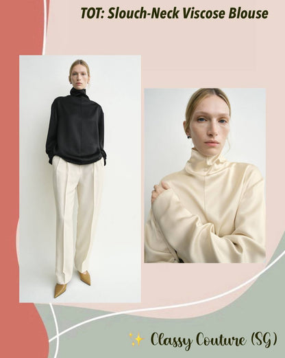 Tot Slouch Neck Viscose Blouse Long-sleeved Top