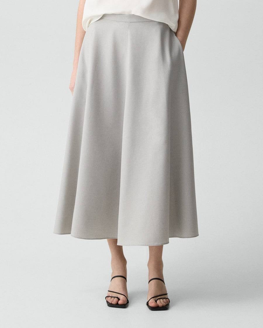 TH Vented Vest | Relaxed Double-Breasted Blazer | Flared Pull-On Skirt in City Twill