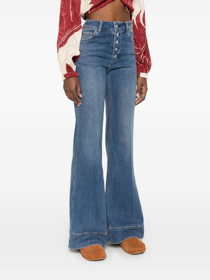 Missa Button-front Stretch-Cotton Denim Flared Jeans