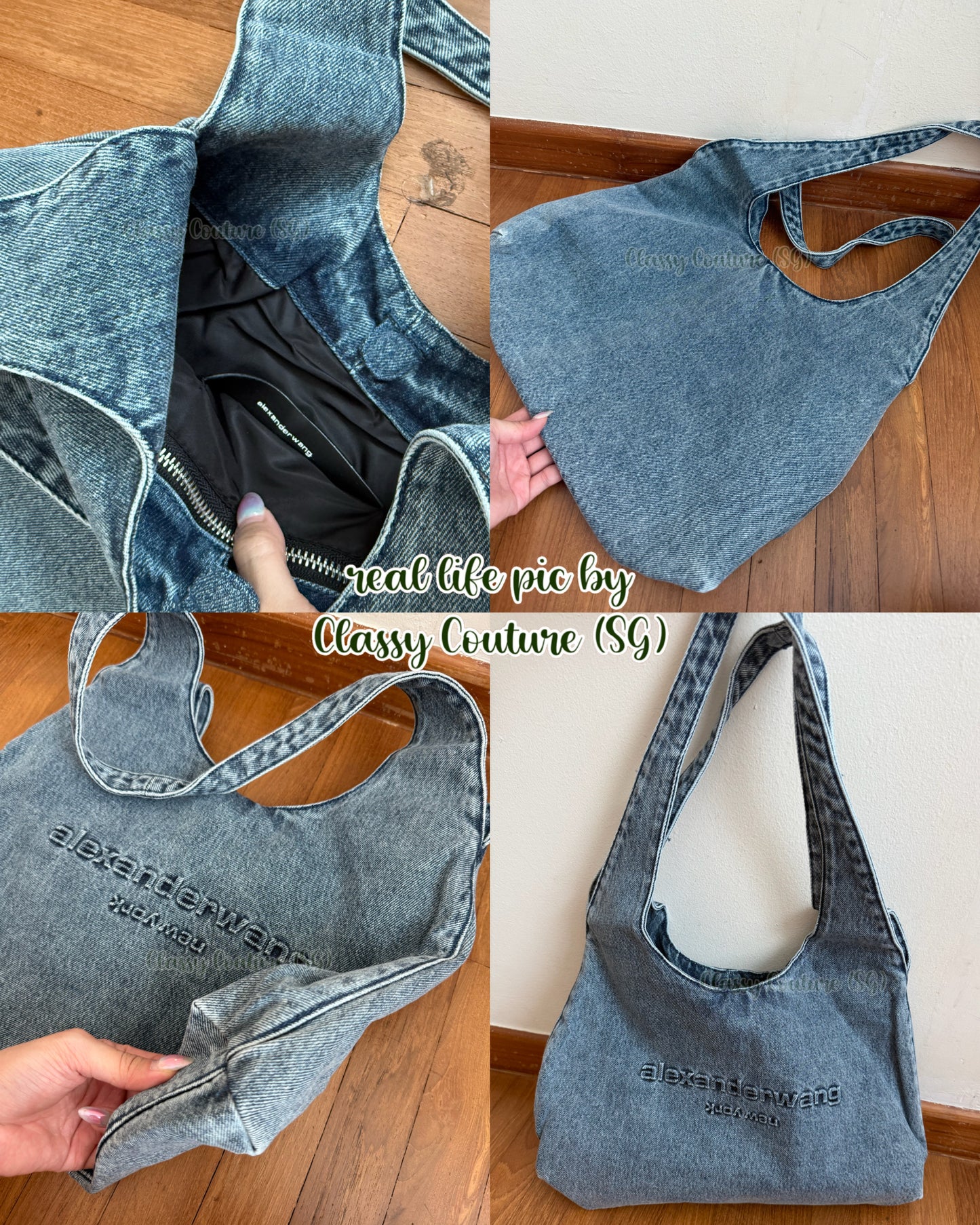 AW Denim Medium Cotton Shoulder Bag in Pike Hobo & Punch Tote