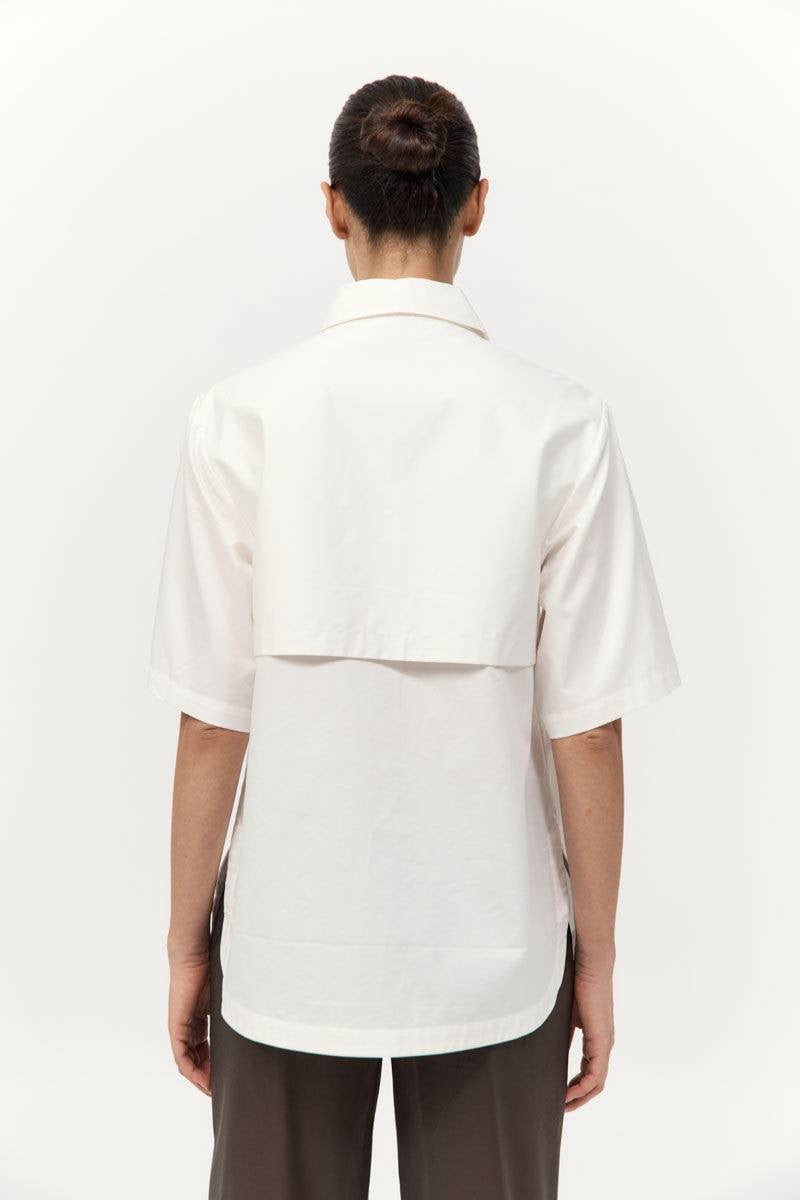 SA Utility Short Sleeve Cotton Shirt in White