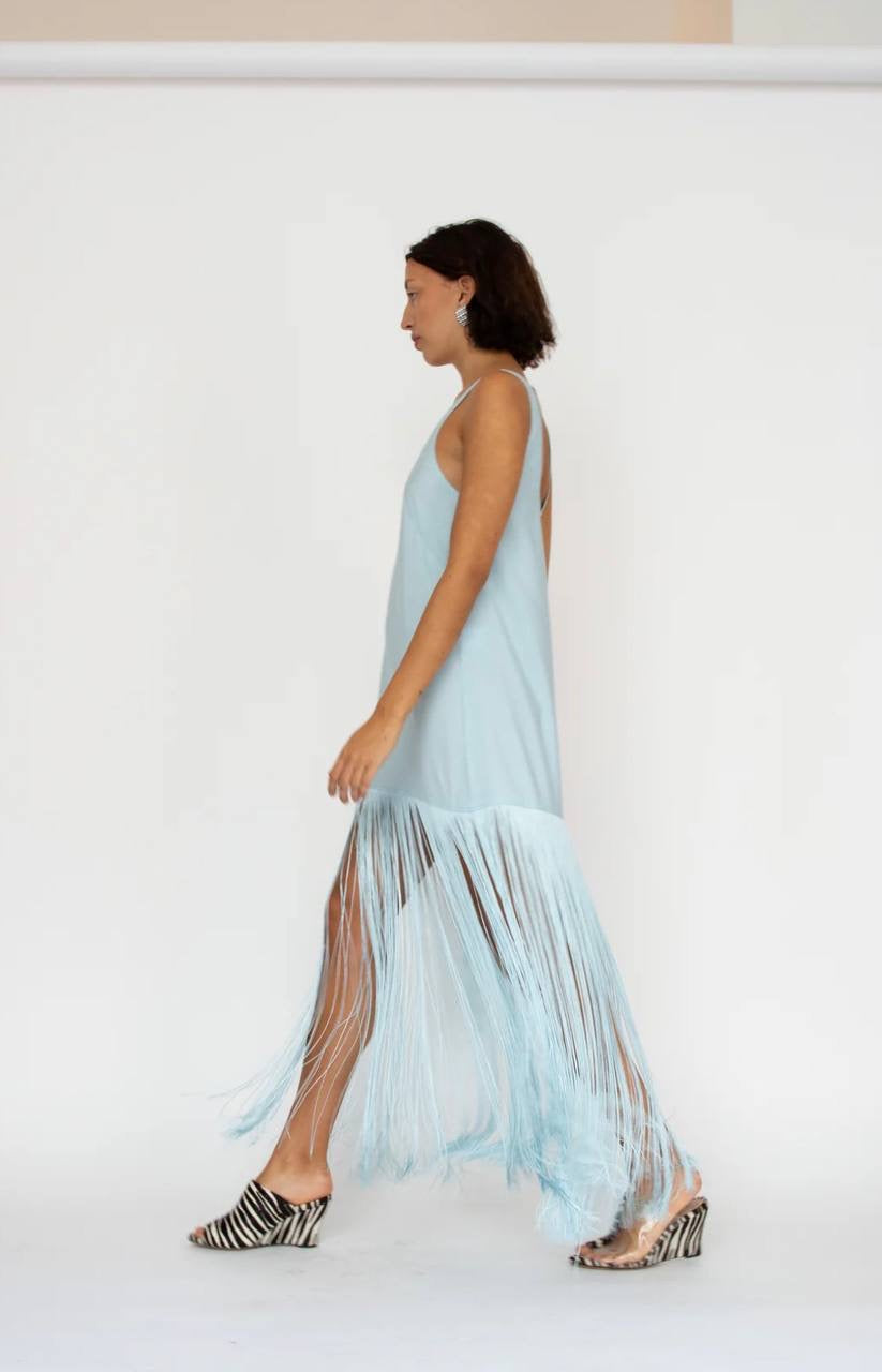 ML Tassel Lyocell-blend Fringe Slip Midi Dress