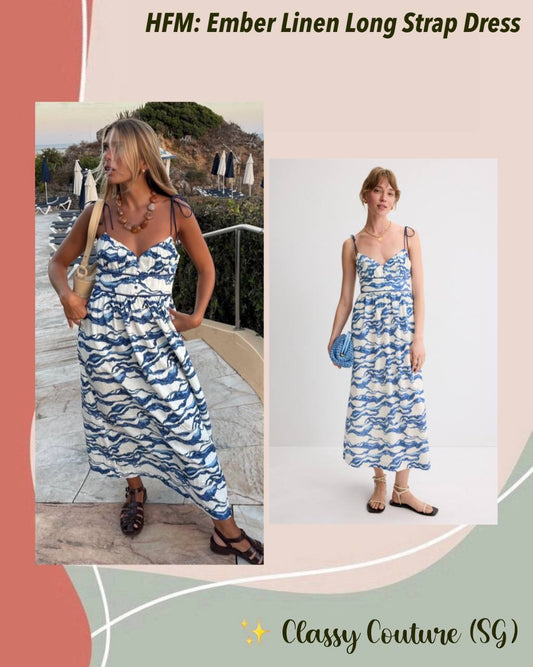 HFM Ember Tie Shoulder Cotton-Linen Midi Dress