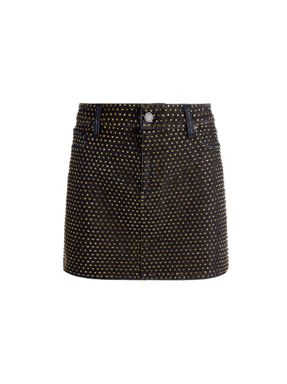 AO Joss Rhinestone Embellished Denim Mini Skirt