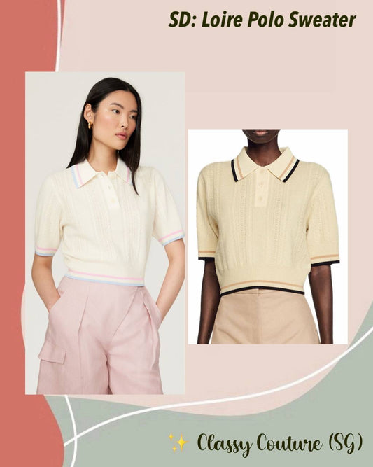 SD Loire Polo Stripe-detail Wool-Cashmere Knit Cropped Sweater Top
