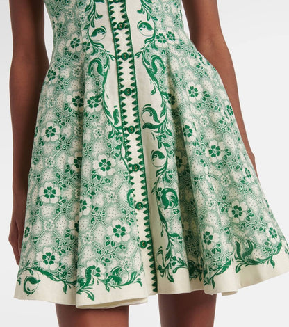 ALM Olive Linen Printed Mini Dress