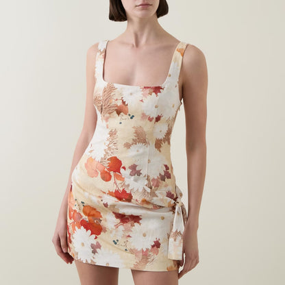 SALE! STL Jessamine Linen Tie Mini Dress in Posy Floral