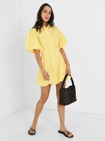 Jon Sim Cleo Balloon Mini Dress Cotton Poplin