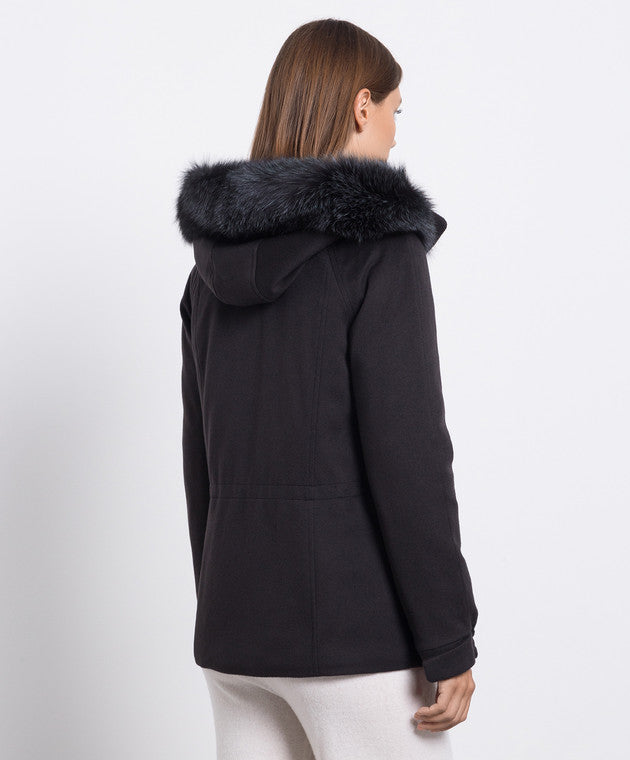LP Icery Cashmere Short Jacket with Fox Fur Trim