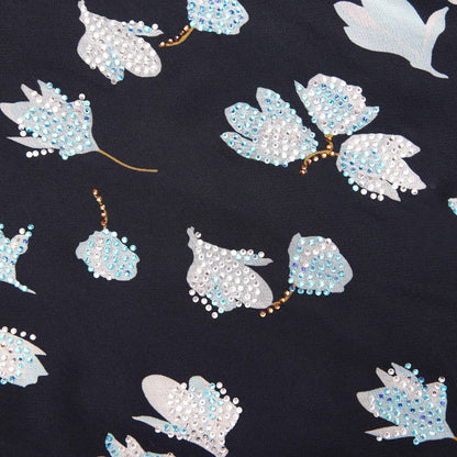 SP Navy Floral Rhinestone Strappy Midi & Maxi Dress