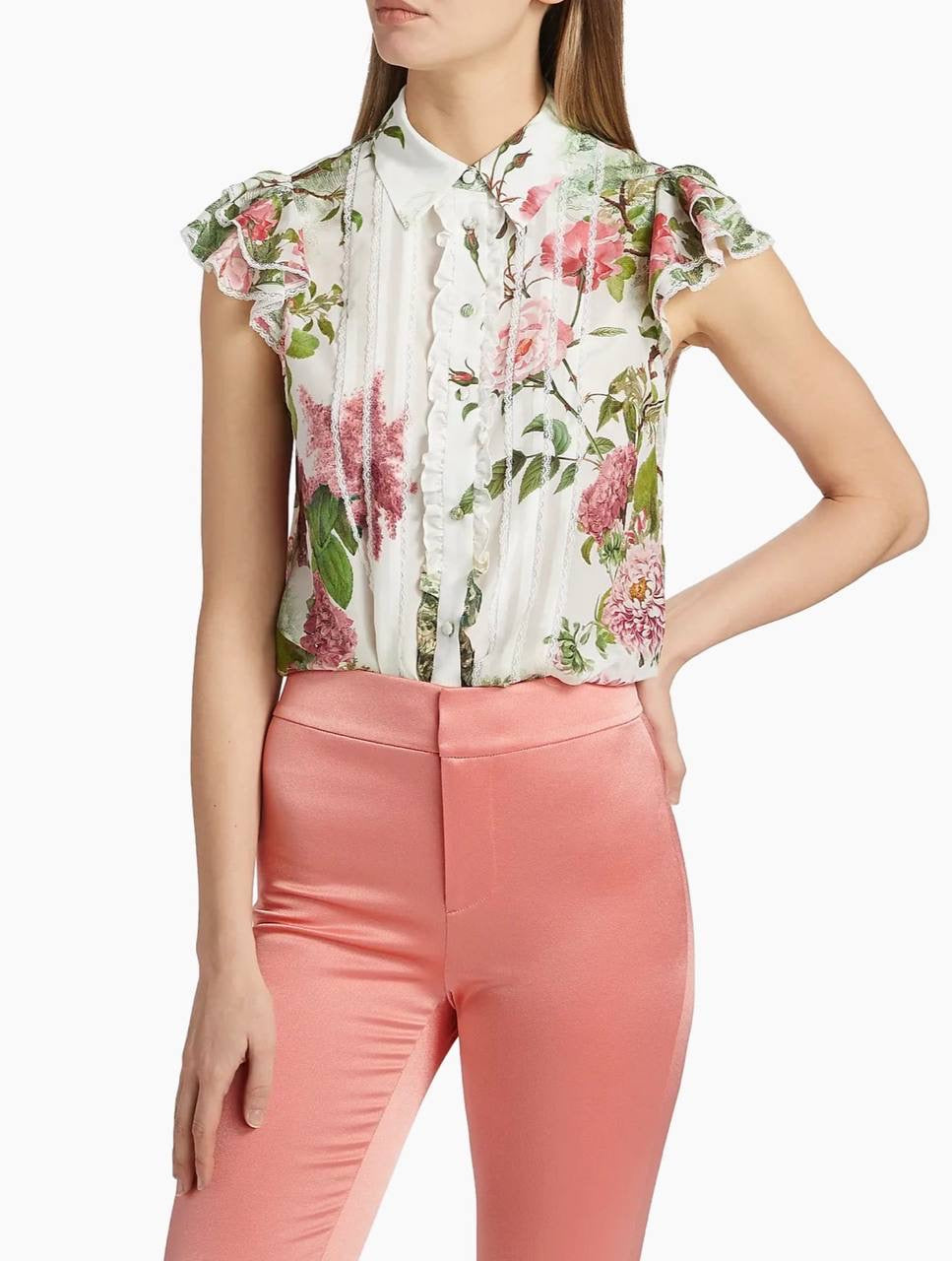 AO Minda Silk Flutter Sleeve Blouse Top