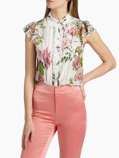 AO Minda Silk Flutter Sleeve Blouse Top